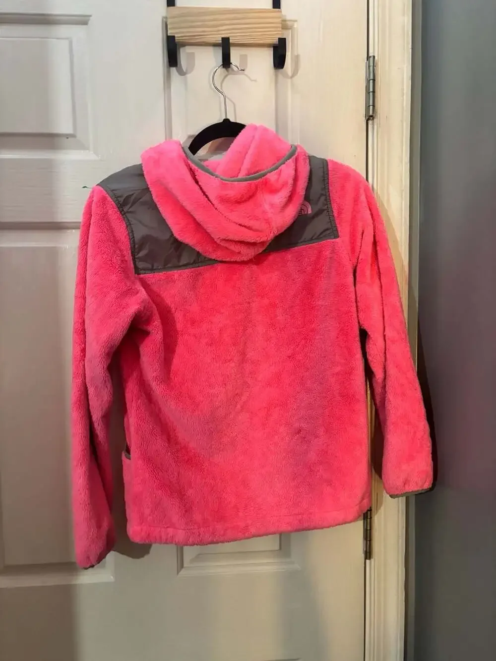 The North Face Girl's Oso Full Zip Hooded Fleece Jacket Pink and Gray